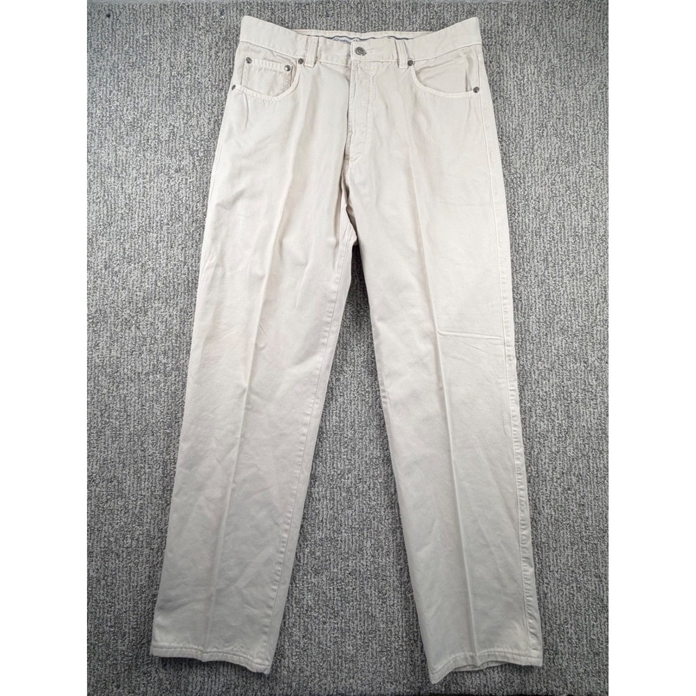 Ermenegildo Zegna Pants Men 36(34)x33 Cream Cotton Twill Made in Italy